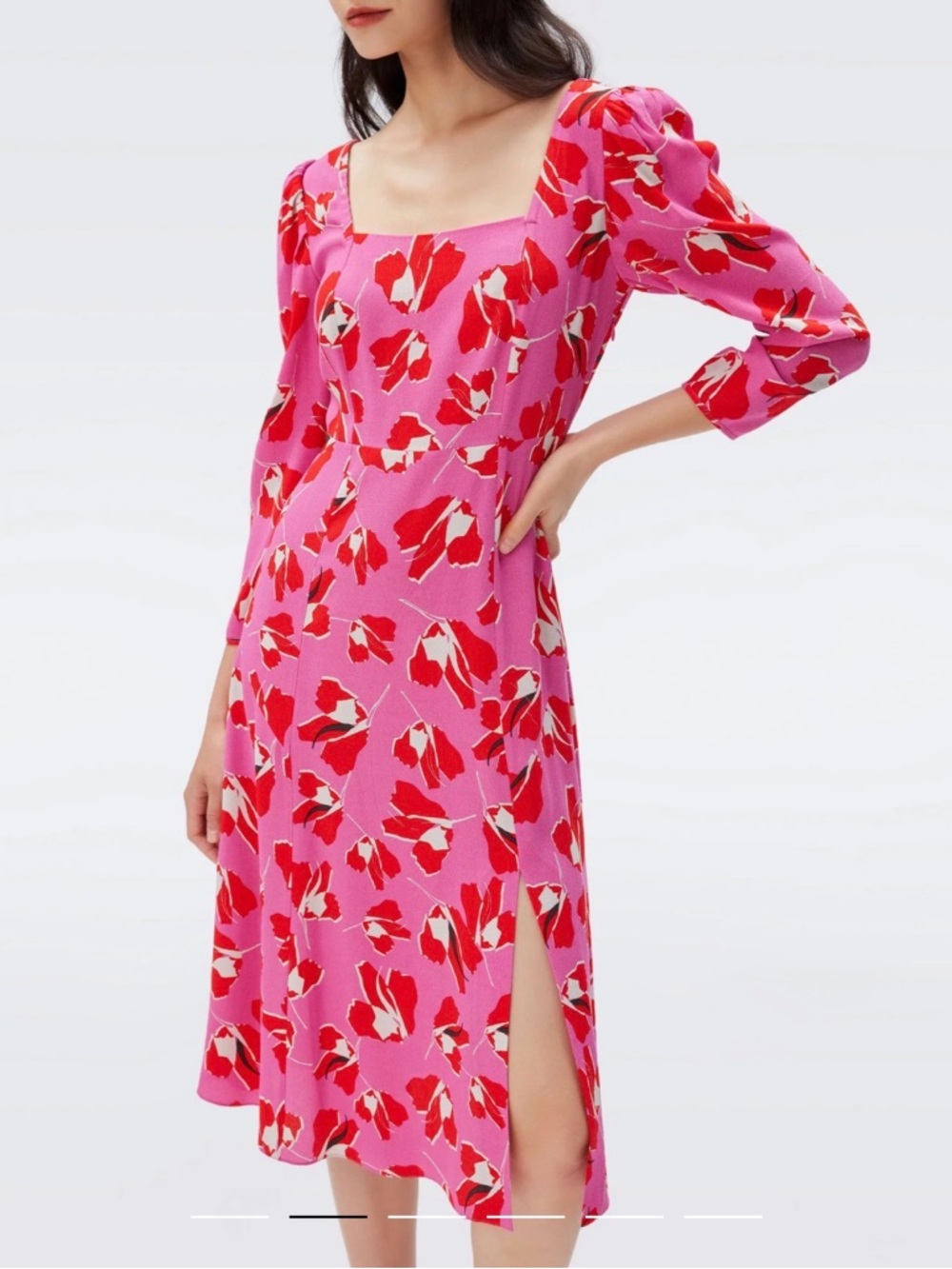 Diane von Furstenberg DVF Joanna Dress Giant Paper Tulip Pink — Size 2